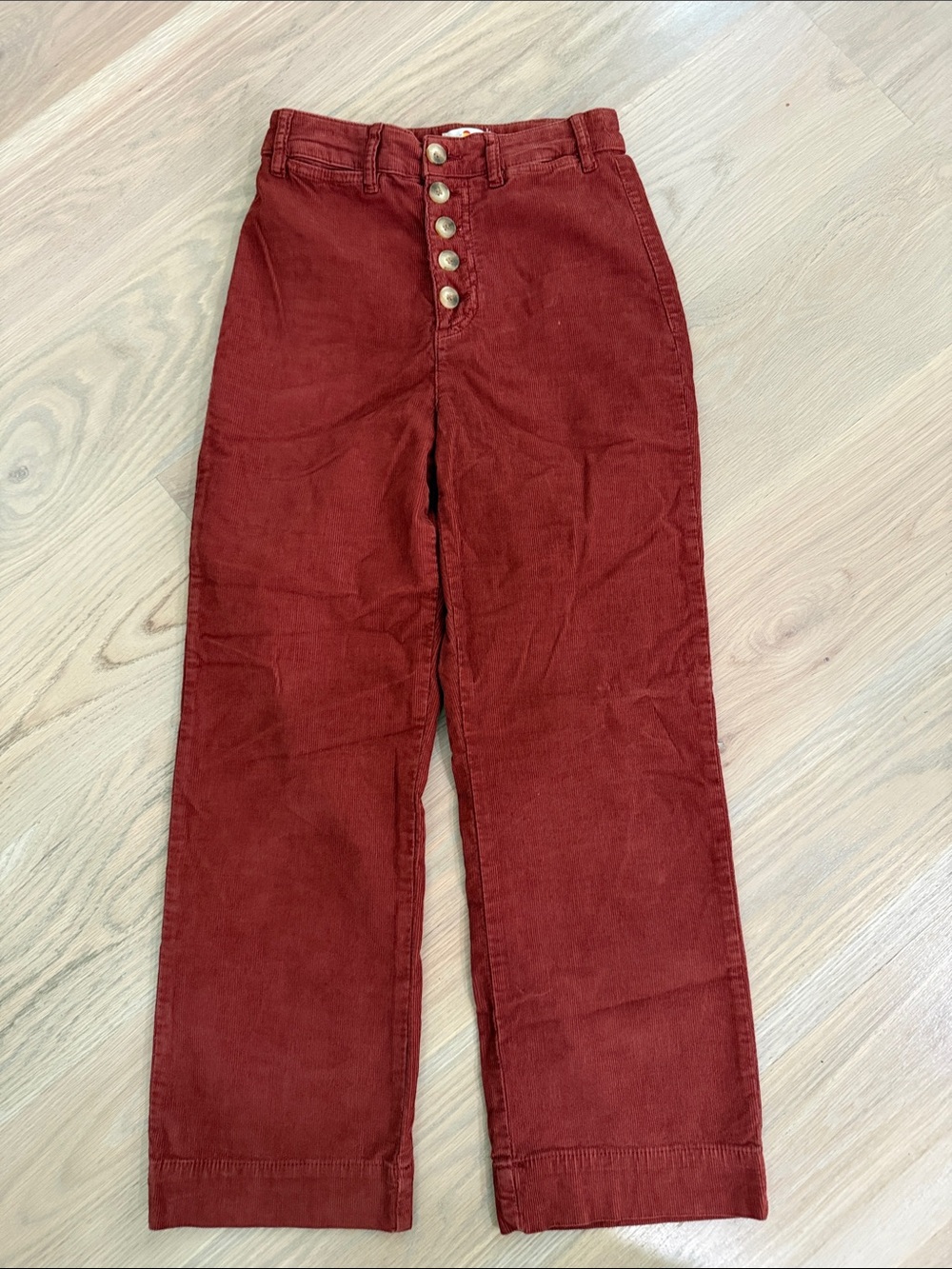 Marine Layer Corduroy Button Fly Straight Leg Pants Rust Spice Red Size 4